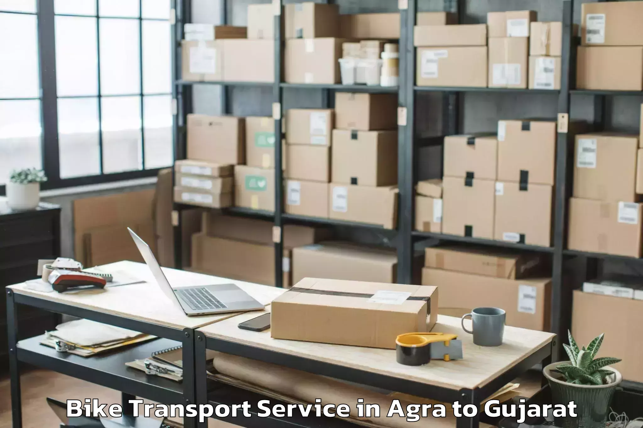 Book Agra to Swarnim Gujarat Sports Univers Bike Transport